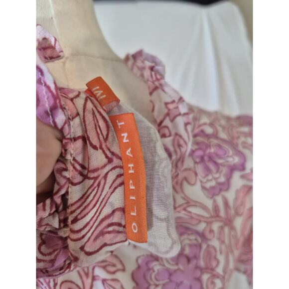 Oliphant Tuckernuck Malta Pink Ruffle Collar Button Down Maxi Dress Medium - Picture 10 of 10